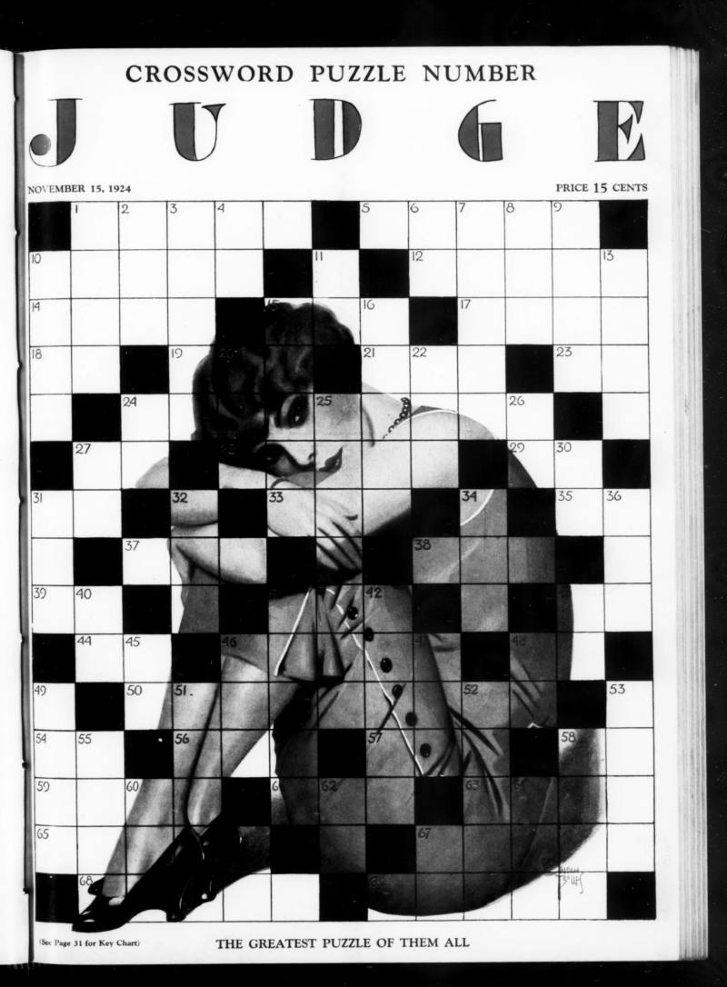Judge's cover for November 15, 1924: a full-page crossword printed over an illustration